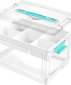 Vtopmart 24 QT Clear Plastic Craft Organizers and Storage Box with Removable Trays and Dividers.Art Supply Organizers and Storage.Ideal Containers for coloring Books.Craft Supplies.1 Pack