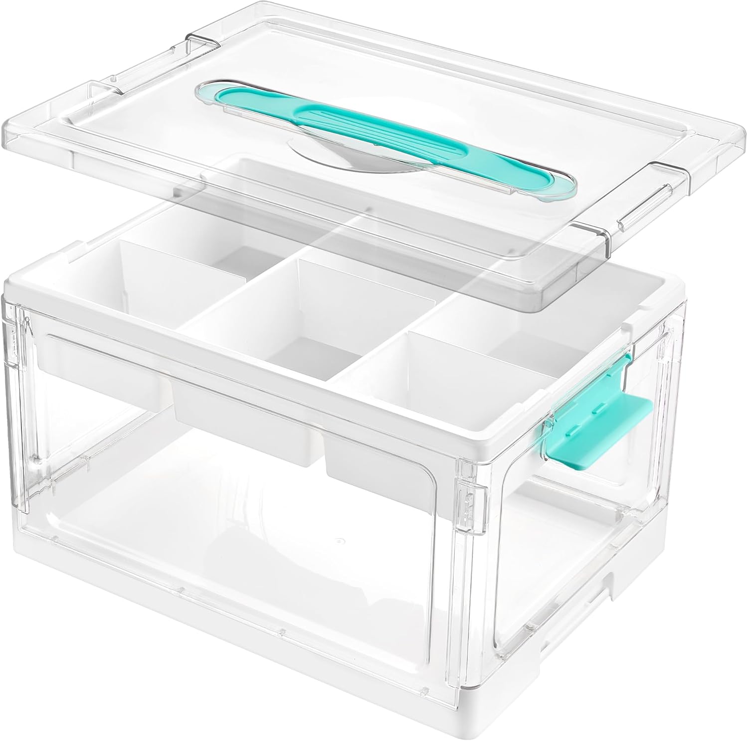 Vtopmart 24 QT Clear Plastic Craft Organizers and Storage Box with Removable Trays and Dividers.Art Supply Organizers and Storage.Ideal Containers for coloring Books.Craft Supplies.1 Pack