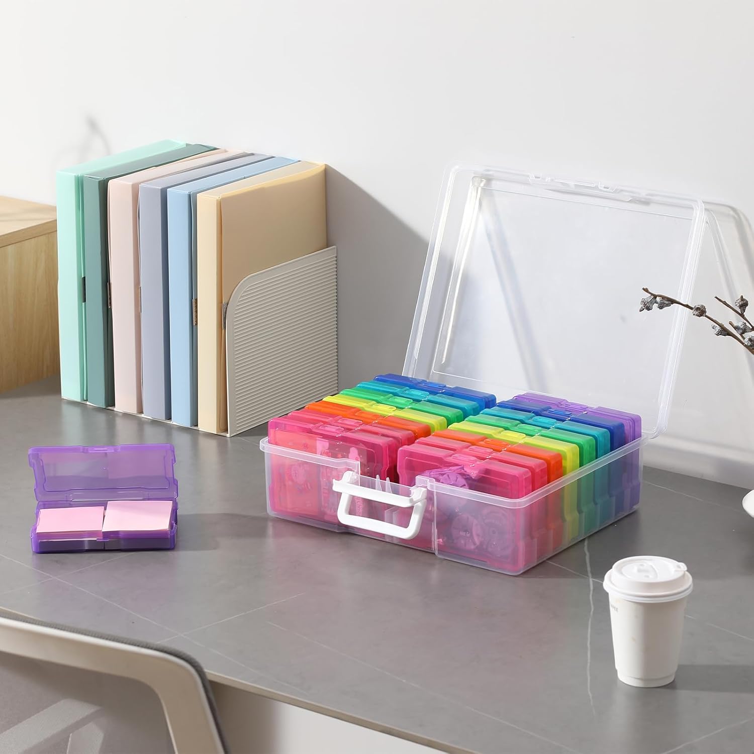 novelinks Transparent 4 x 6 Photo Cases and Clear Craft Keeper with Handle. 16 Inner Photo Organizers & Photo Storage Box. Plastic Photo Storage Containers (Multi-colored) - Image 6