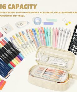 Alternative view of SUNEE Cute Pencil Case. Soft Corduroy Large Capacity Pencil Pouch. Aesthetic Zipper Pencil Bag. Big Storage Pen Organizer for Stationery. Pencil Box Back to School Supplies for Teen Girls Boys. Beige