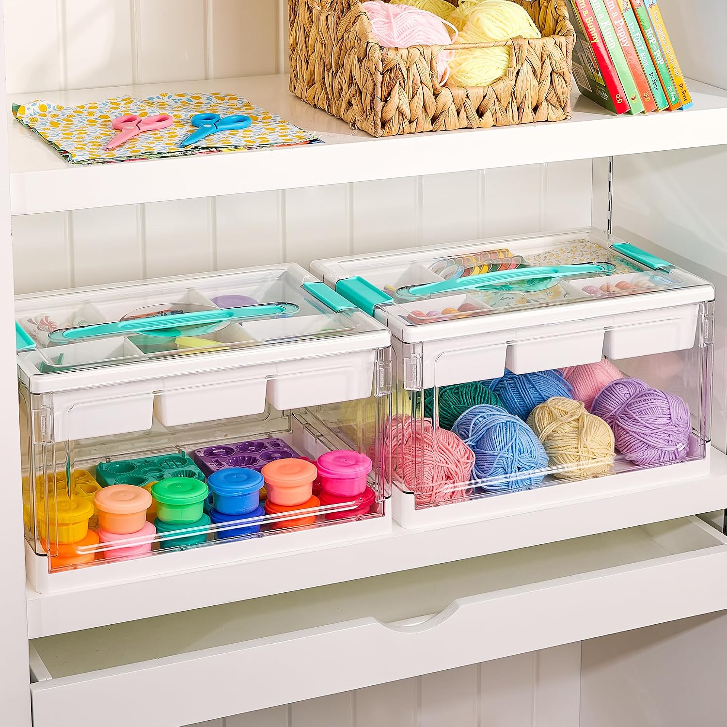 Vtopmart 24 QT Clear Plastic Craft Organizers and Storage Box with Removable Trays and Dividers.Art Supply Organizers and Storage.Ideal Containers for coloring Books.Craft Supplies.1 Pack - Image 7