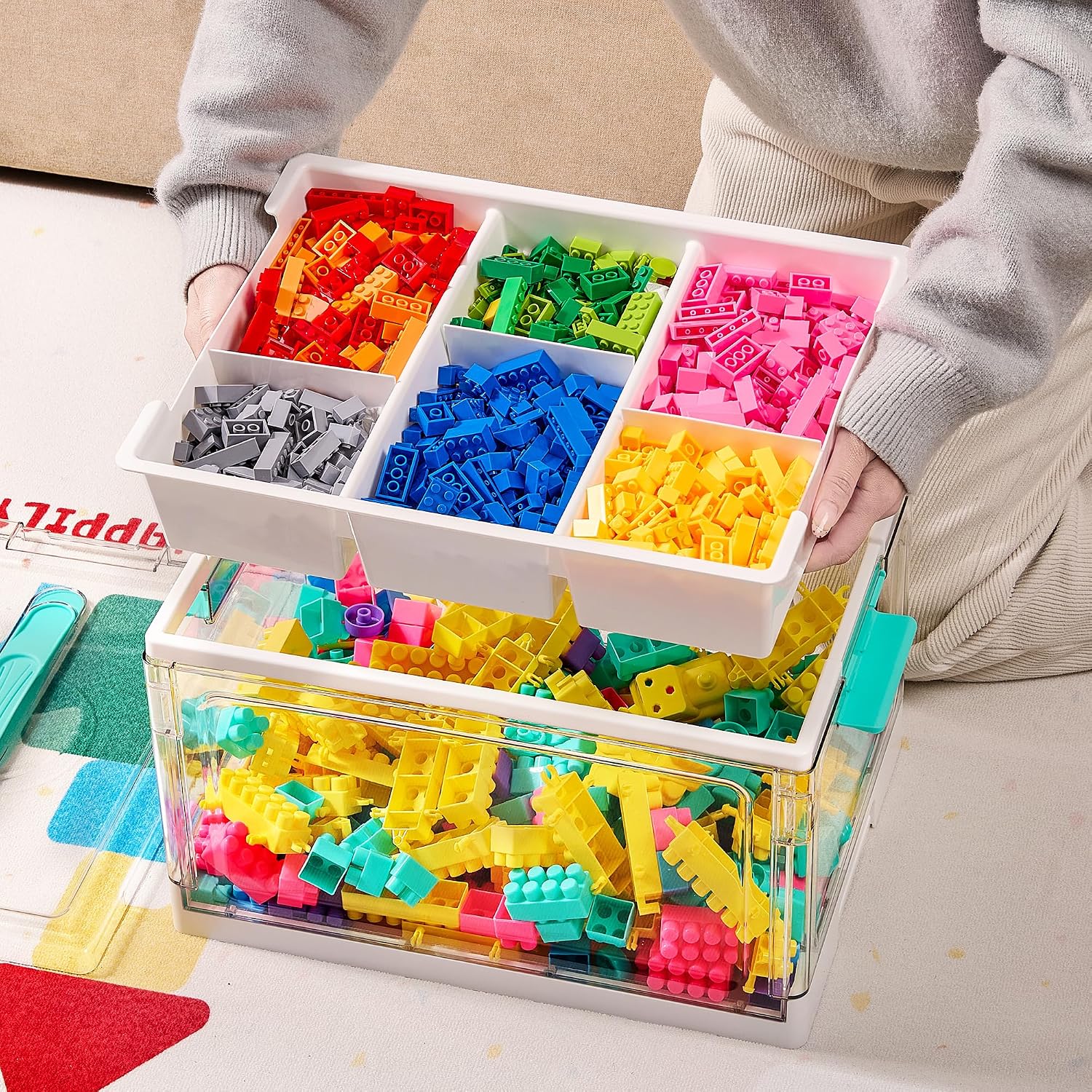 Vtopmart 24 QT Clear Plastic Craft Organizers and Storage Box with Removable Trays and Dividers.Art Supply Organizers and Storage.Ideal Containers for coloring Books.Craft Supplies.1 Pack - Image 6